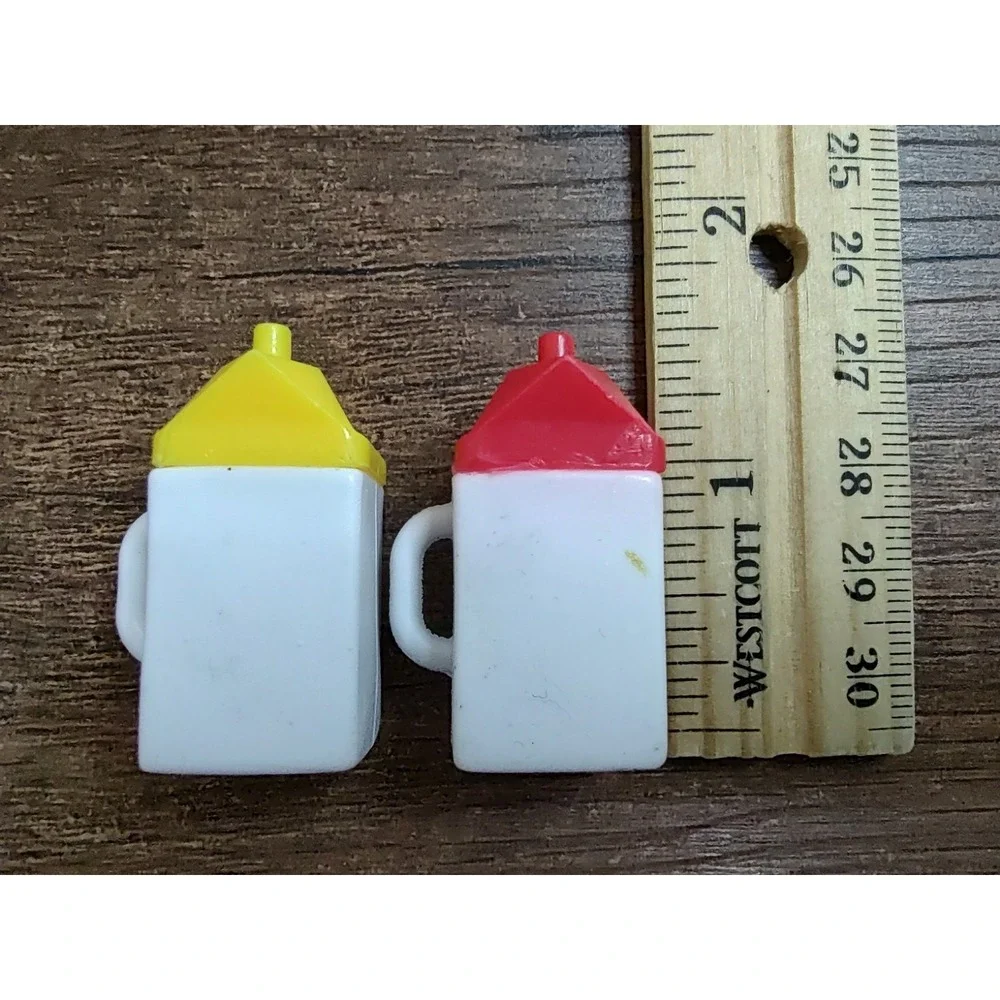 Lot Of 2 Doll-Sized Milk Carton Missing Cat Red Yellow Lid Z9